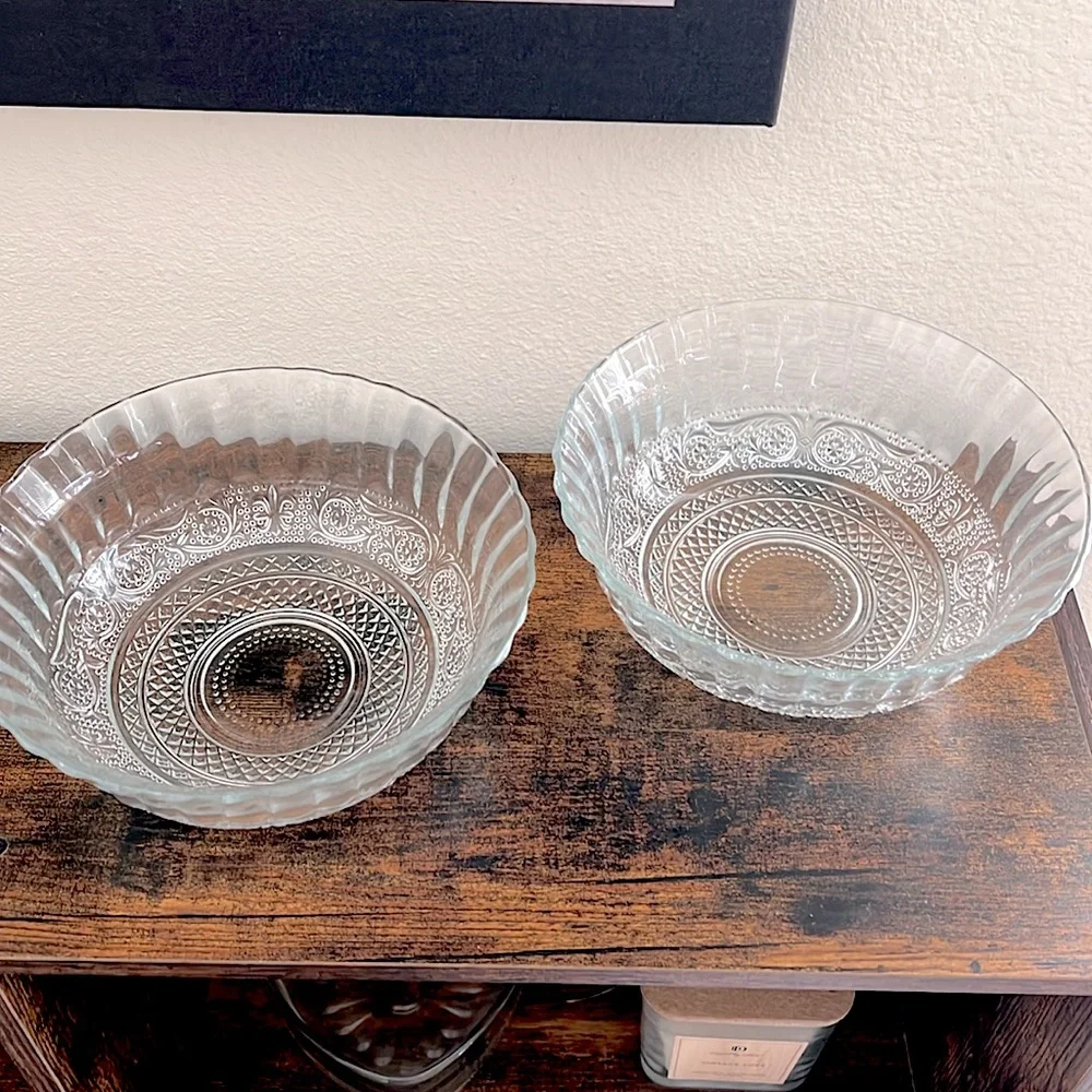 Vintage Glass Bowls Dining Kitchen